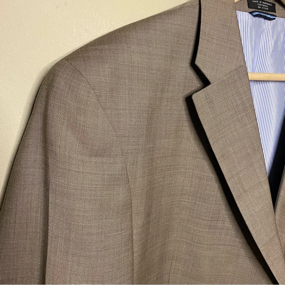 Tommy Hilfiger Sport Coat Blazer Men 44L Tan Brown 100% Wool Two Button